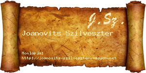 Joanovits Szilveszter névjegykártya
